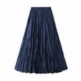 thumbnail image 2 of Cavosen Womens Summer Skirts Mid Length Calf Length Skirts Pleated Summer Skirts High Elastic Waist Plain Pencil Skirts Flowy Slimming Dress Athletic Beachwear Resortwear Blue, 2 of 6