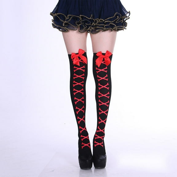 Wowcloth Ladies' Halloween Festival Party Cosplay Socks - Bow & Bone Design Nurse Socks