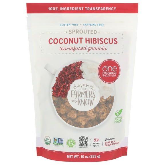 Pack of 6 One Degree Coconut Hibiscus Granola 10 oz
