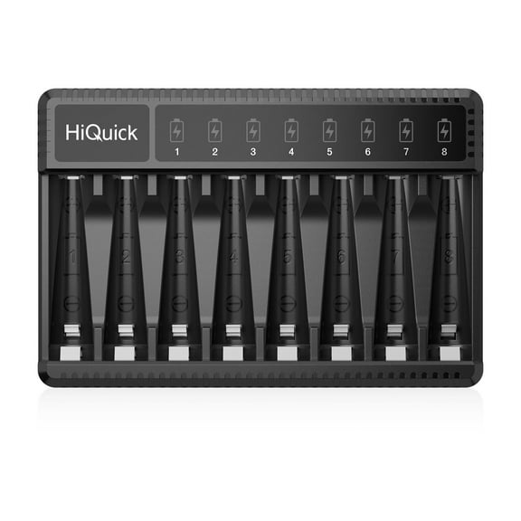 Hiquick 8 Slot LCD AA AAA Battery Charger For Rechargeable Batteries NIMH NICD