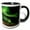 Black/White, variant on 3drose, Northern Lights over Town and Frozen Disko Bay. Greenland., 11oz Two-tone Red Mug