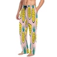 thumbnail image 5 of Pineapple Slices Pattern Men's Lightweight Pajama Bottoms Stretch Elastic Waist Side Pockets Spring Fall, 5 of 7