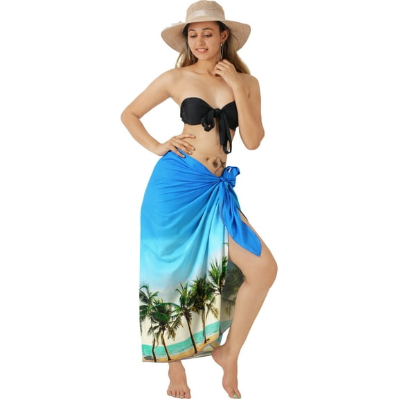 LA LEELA Women's Long Beachwear Pareos Swimwear Summer Wraps Cover ups Beach Bikinis Sarongs Skirt Swim Cover up Swim Coverups for Women One Size Admiral, Beach