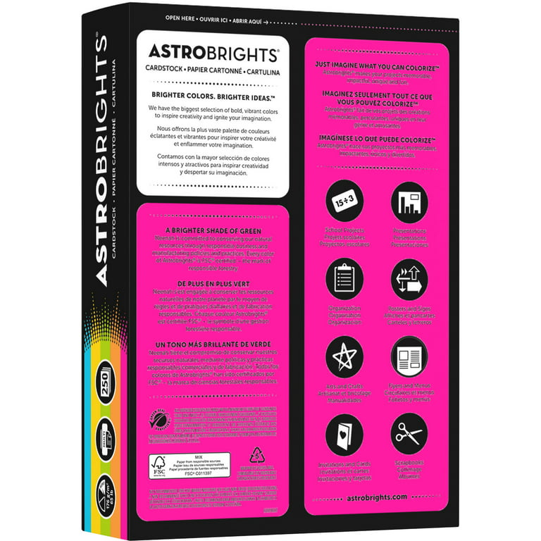 Astrobrights Colored Cardstock, 8.5 x 11, 65 lb./176 Gsm, Playful  Assortment, 60 Sheets