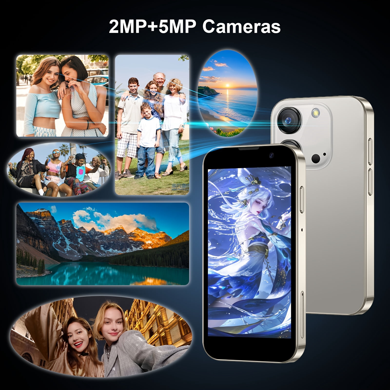 Unlocked 3.0" HD Mini Smartphone Android Dual SIM Quad-Core 2+16GB Black with Case Cable