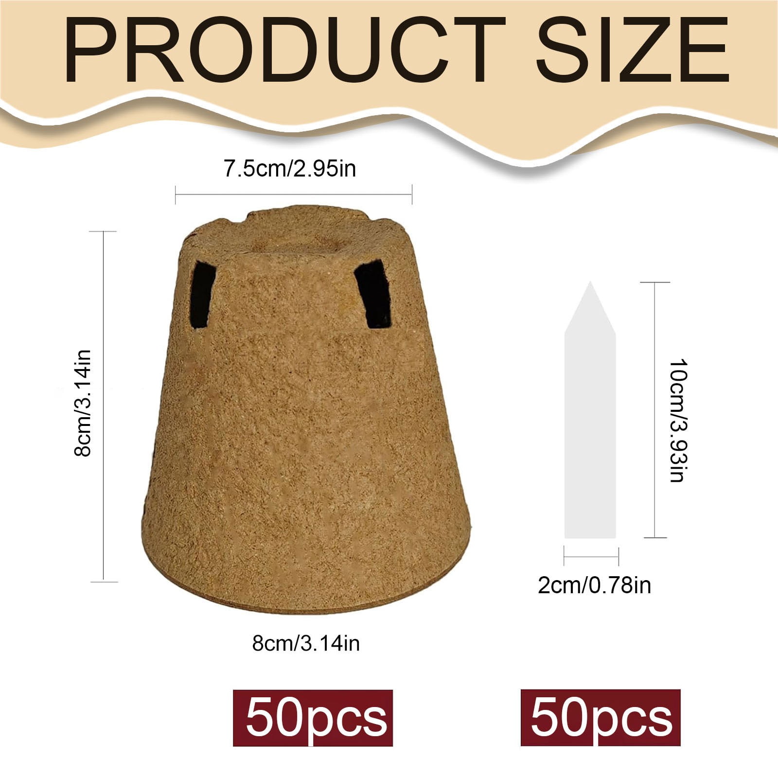 Plant Pots, Peat Pots for seedlings, Planting Pots, Seedling Pots, Biodegradable Seed Starter Pots, Flower Pots, Seed Starter Pots with Drainage Holes, Starter Pots for Planting Seeds 50Pcs
