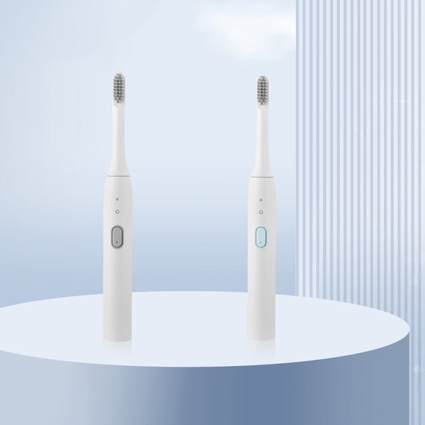 Cepillo de dientes eléctrico portátil con 2 modos y impermeable IPX7 - Cerdas suaves para dientes sensibles, paquete de 1 (azul/gris)