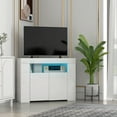 thumbnail image 2 of HOMCOM Corner TV Stand High Gloss TV Cabinet with LED Lights Remote White, 2 of 10
