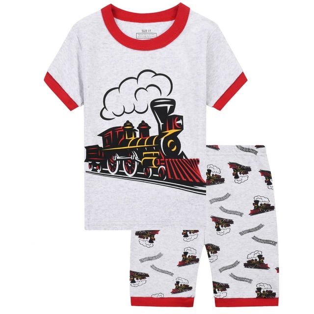 Aolyty Little Boys Pajamas Set Train PJS Summer Sleepwear Set 7T