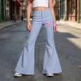 thumbnail image 2 of Gaexia Girls Shool Flared Leg Pants Flare Dress Pants Casual Cargo Sweatpants Stretchy Elastic Waist Bell Bottom Trousers Dress Sweatpants with Pockets Spring Fall Winter, 2 of 5