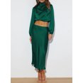 thumbnail image 4 of FOCUSNORM Femmes Printemps Automne Satin Tops Manches Longues Recadrées Hauts de Cou pour le Travail, Fête, 4 of 9
