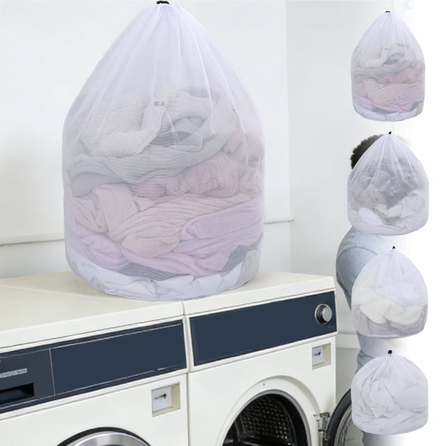 Bolsas grandes de malla para la colada con cordón - Juego de 4 tallas para ropa delicada, sujetadores y jerséis, protector para lavar en máquina y organizar