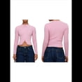 thumbnail image 3 of Suéter Corto Informal de Larga con Cuello Halter, Botones y Abertura Frontal para Mujer Rosa M, 3 of 7