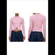 thumbnail image 3 of Suéter Corto Informal de Larga con Cuello Halter, Botones y Abertura Frontal para Mujer Rosa M, 3 of 7