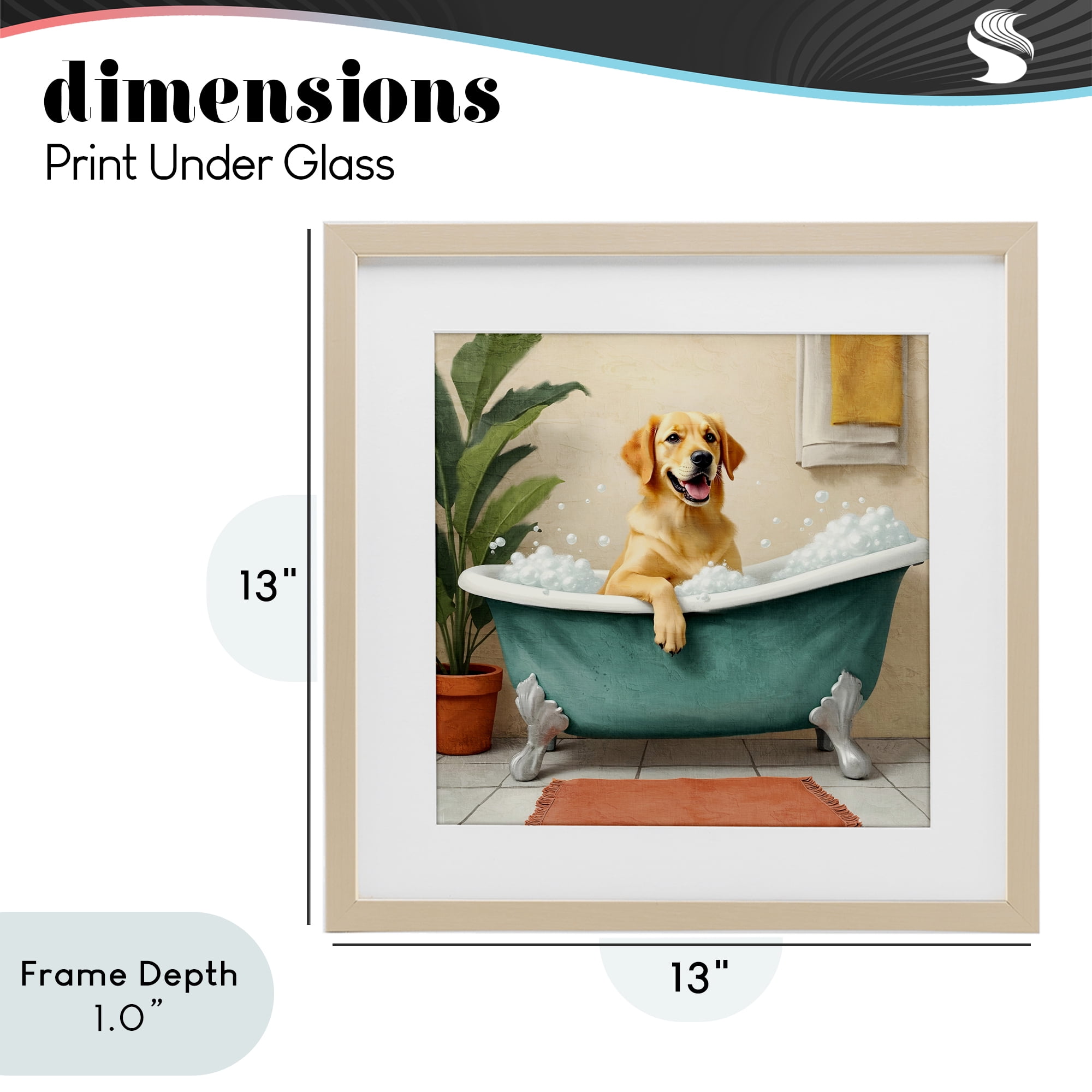 Stupell Industries Bubble Bath Labrador Dog Birch Framed Print Under Glass, design by Kim Allen