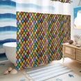 thumbnail image 3 of No Hook Shower Curtain, Colorful Rhombic Shower Curtains for Bathroom with See Through Top Window, Abstract Geometric Art Vintage Rustic Waterproof & Washable Bath Curtain 66"x72", 3 of 5