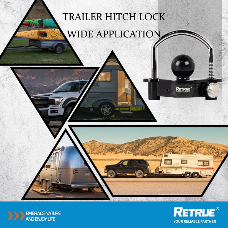 Trailer Hitch Lock Kit, Fits for 1-7/8 in, 2 in, 2-5/16 in