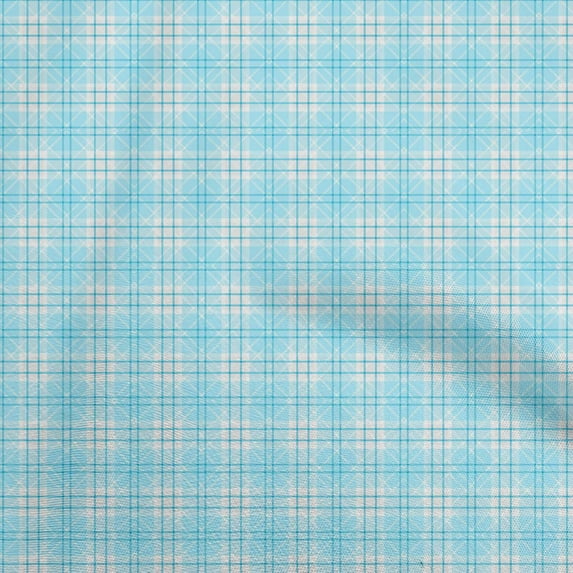 oneOone Viscose Chiffon Light Blue Fabric Check Sewing Craft Projects Fabric Prints By Yard 42 Inch Wide