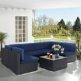 thumbnail image 6 of SOLAURA 7-Piece Outdoor Patio Furniture Set Wicker Rattan Sectional Sofa Patio Conversation Sets, Dark Blue, 6 of 8