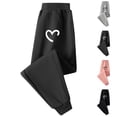 thumbnail image 4 of Odeerbi 2-13 Years Teen Girls Cotton Sweatpants Love Print Workout Athletic Sports Jogger Pants Comfortable Elastic Waist Casual Loose Joggers, 4 of 4