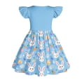 thumbnail image 5 of Girls Easter Dress Flutter Sleeve Bunny Print A-Line Sky Blue Stretch Casual Kids Spring Party Outfit,Size 11-12 T, 5 of 6