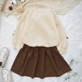 thumbnail image 3 of ZIXKCGDSE Girls Fall Outfits Crewneck Bow Long Sleeve Tops and Skirt Kids Cute Clothing Set Size 6 Years, 3 of 5
