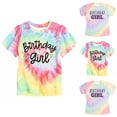 thumbnail image 2 of YUEHUA Kids' Birthday Girl Tie-Dye T-Shirt, Girls' Short Sleeve Tee, Rainbow Swirl Print Top with Heart Accents for Birthday Parties, 2 of 3