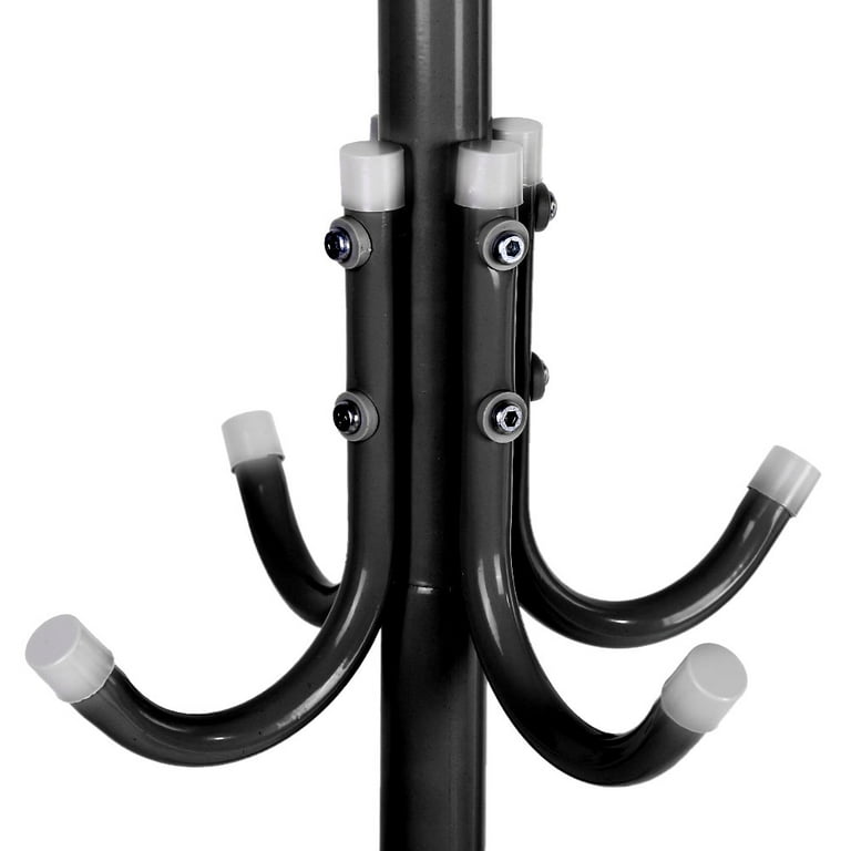 Mind Reader Standing Coat Rack 11-Hook 3-Tier Hall Tree Stand Black