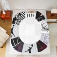 thumbnail image 4 of Manfei Boys Sport Fitted Sheet Full, Basketball Checkered Bed Set, Black Red 3pcs, 1 Fitted Sheet and 2 Pillowcases, 4 of 6