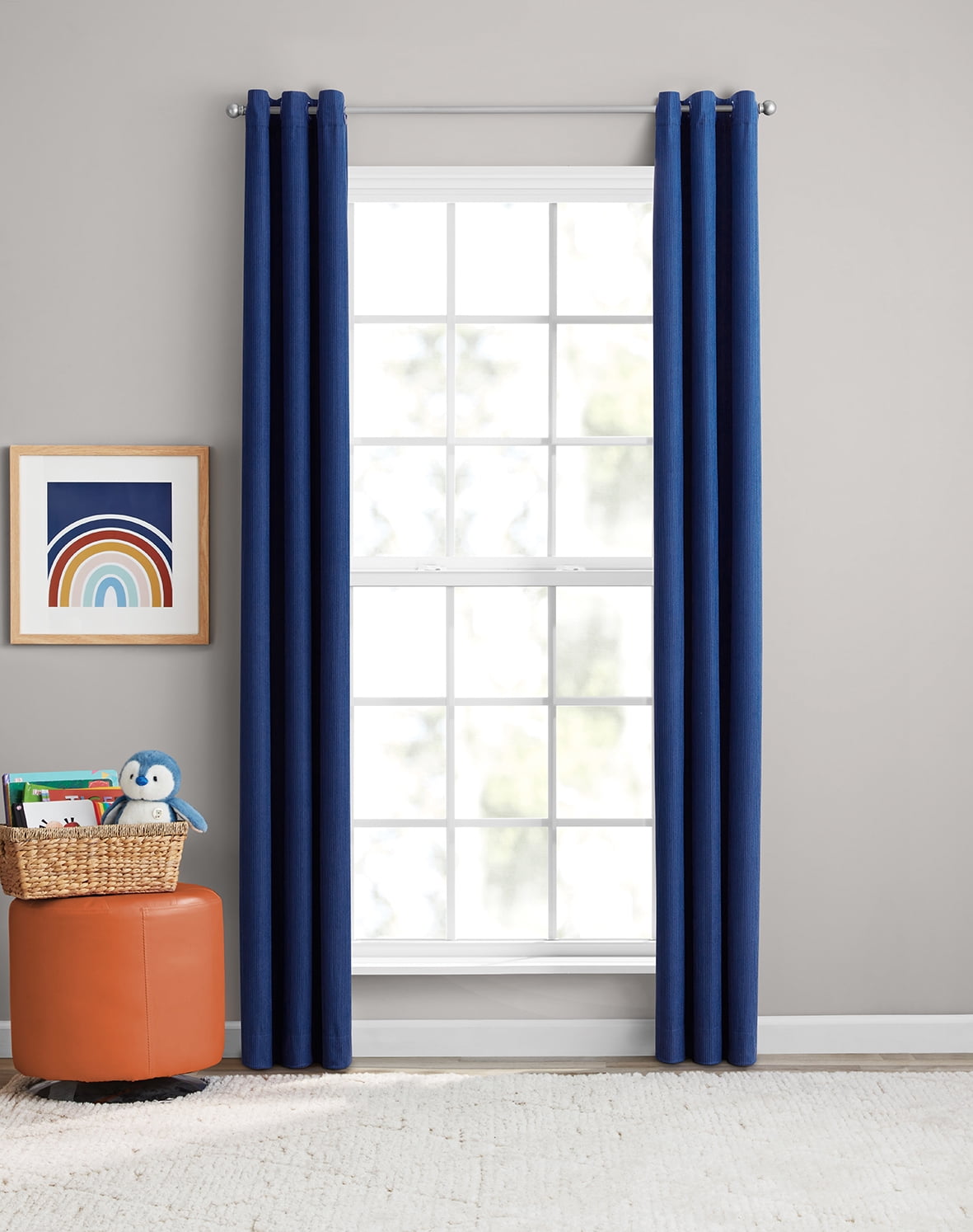 (2 pack) Your Zone Corduroy Blackout Grommet Curtain Panel,1 Panel, Stadium Blue, 38"W x 84"L