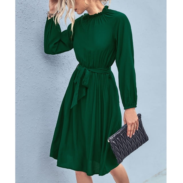 Vestido De Mujer, Mangas Raglán, Elegante, Color Sólido, Amigable Con La Piel, Simple, Transpirable, Suelto, Poliéster, Fibra De Poliuretano Para La Vida Diaria ANGGREK Otros