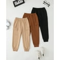 thumbnail image 3 of Toddler Boys Clothes Boys Pants Kids 3-Pack Joggers Toddler Cargo Casual Elastic Waist Pants for Boys 3T 4T 5T Size 6 7 Black Brown, 3 of 8