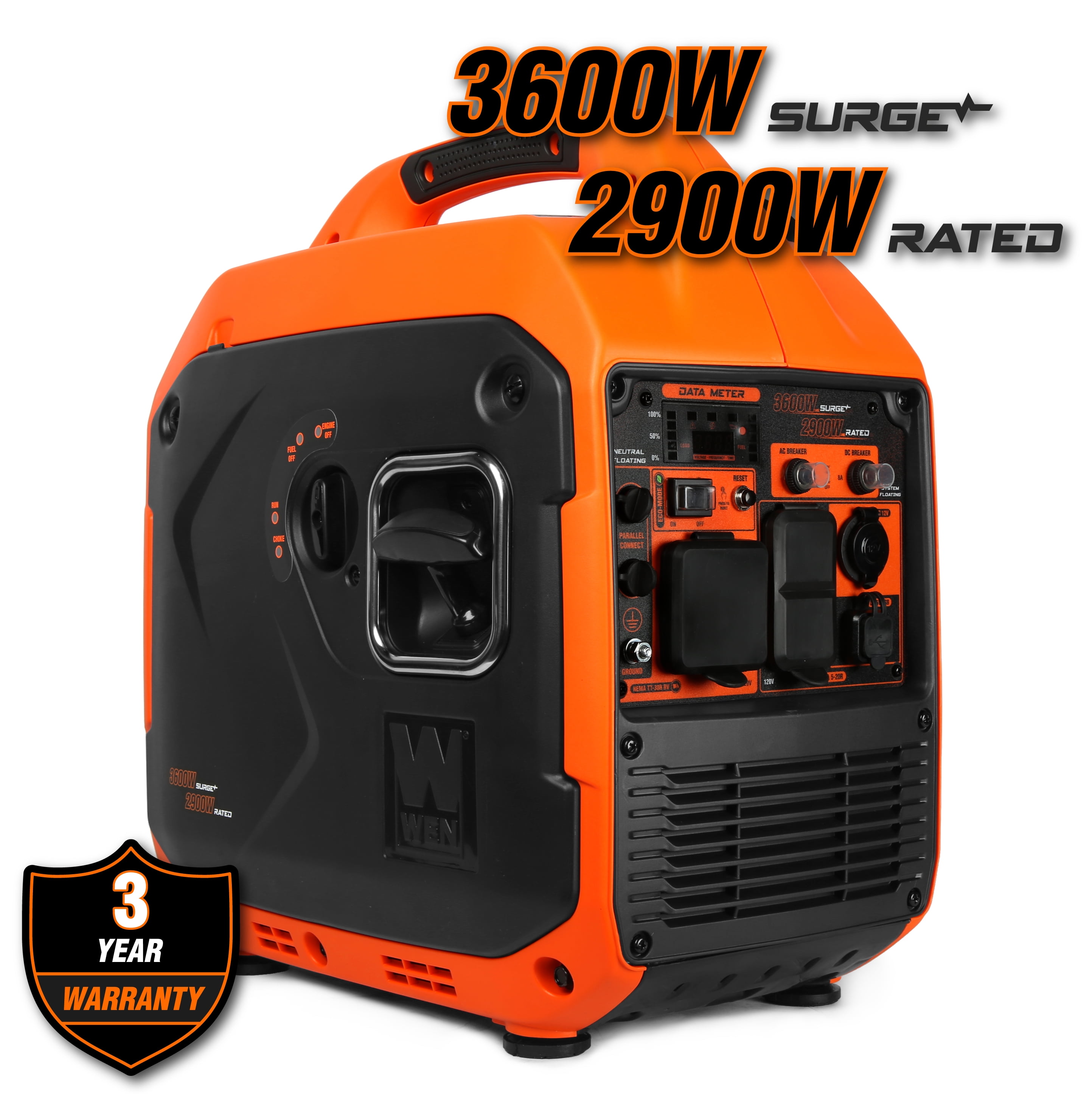 WEN Quiet and Lightweight 3600-Watt RV-Ready Portable Inverter Generator with Fuel Shut Off (56360i)