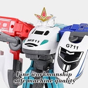 Three-in-One Transforming Robot Train Set High-Speed Rail Toy with Combination Feature Red Blue Color Scheme for 5-8 Years Action Play