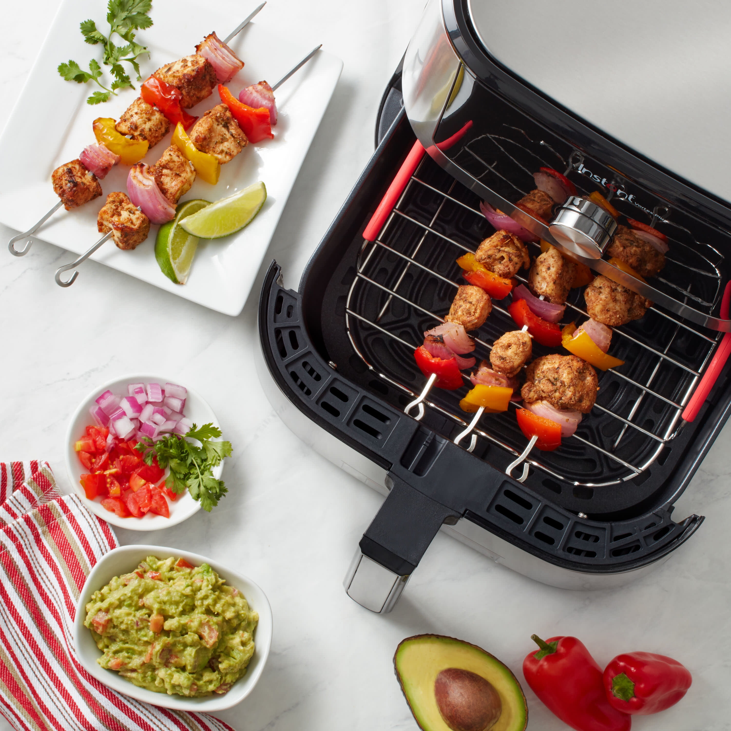 430 Stainless Steel Air Fryer Rack With 4 Roast Meat Picks, Grill