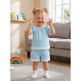 thumbnail image 5 of BemeyourBBs Toddler Baby Girl Summer Clothes Cute Infant Baby Girls Plaid Gingham Outfit Shorts Set Lace Trim Short Sleeve Shirt Tops and Pockets Shorts Toddler Girl 2 Piece Summer Outfit, 5 of 9