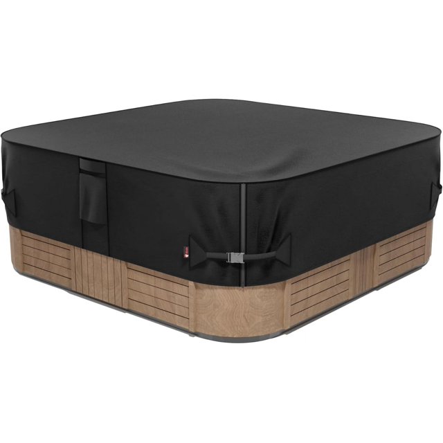 Housse de SPA Extérieure Imperméable et Résistante aux Intempéries 85 x 85 Pouces Compatible 84 x 84 Ou 83 x 83 Ou 82 x 82 Ou 7 Pieds x 7 Pieds Carrée 600D Protecteurs Robustes Capuchon de Protection