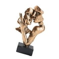 thumbnail image 3 of deevoka Abstract Face Sculpture Kissing Statue Kissing Lover Statue Crafts Love Figurine Brass Colored, 3 of 9