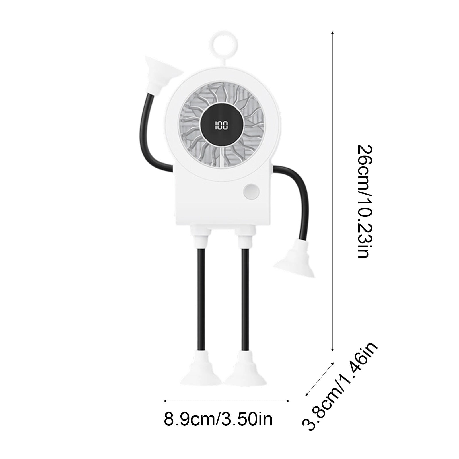 Lunxisen 2 Pcs USB Rechargeable Suction Cup Fan Portable Mini Fan Digital Speed Display Adjustable Quiet Cooling for Kitchen Office Bathroom Desktop