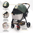 thumbnail image 5 of Ibiyaya  Retro Luxe 4-Wheel Luxury Dog-Cat Stroller with Two Openings, Foldable Pet Pram, Soft Sage - Medium, 5 of 9