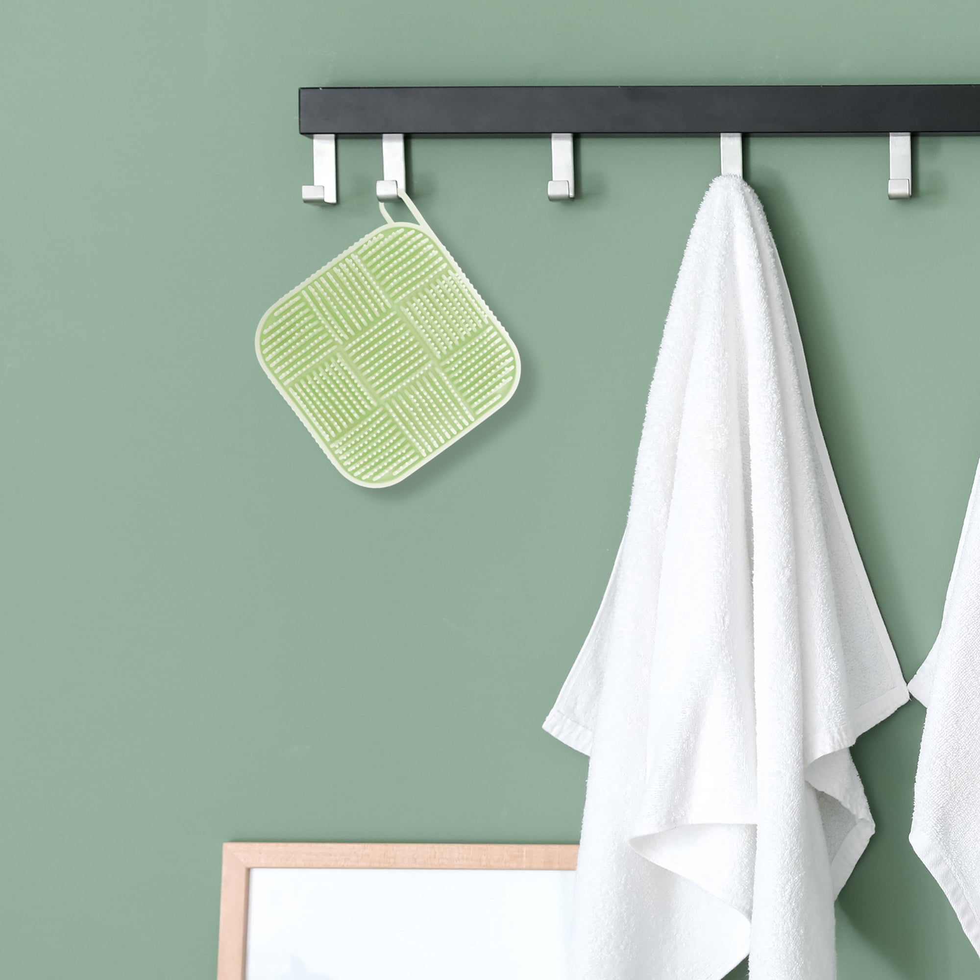 Unique Bargains Nine-square Double-sided Bath Brush 1 Pc Green