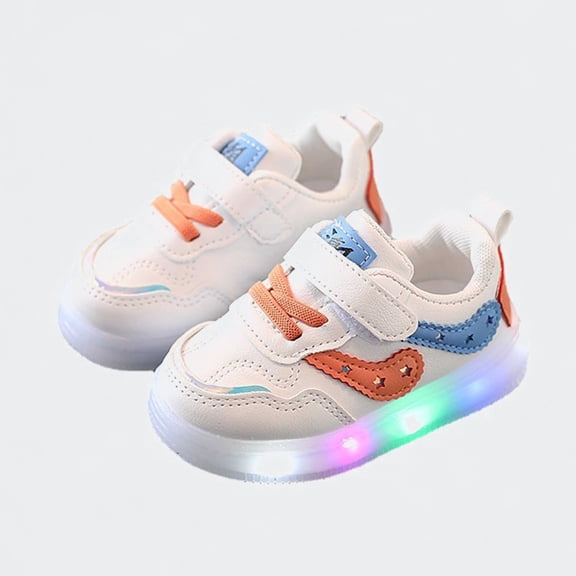 Ticikt Toddler Light Up Shoes, Kids LED Sneakers with Hook and Loop, Non- Soft Luminous Running Shoes,Blue,Size:10.5