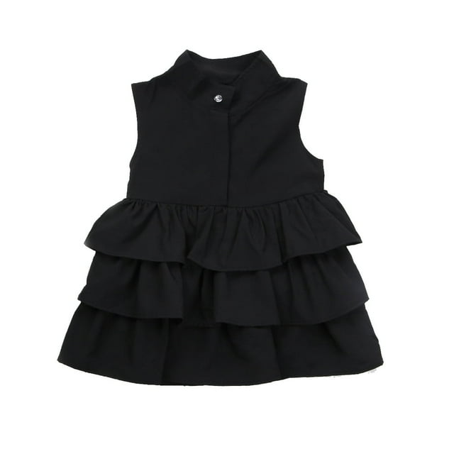 EIMELI 1-6Y Girls Dress Sleeveless O-Neck Tiered Cake Ruffled Tutu Princess Dress Party Wedding