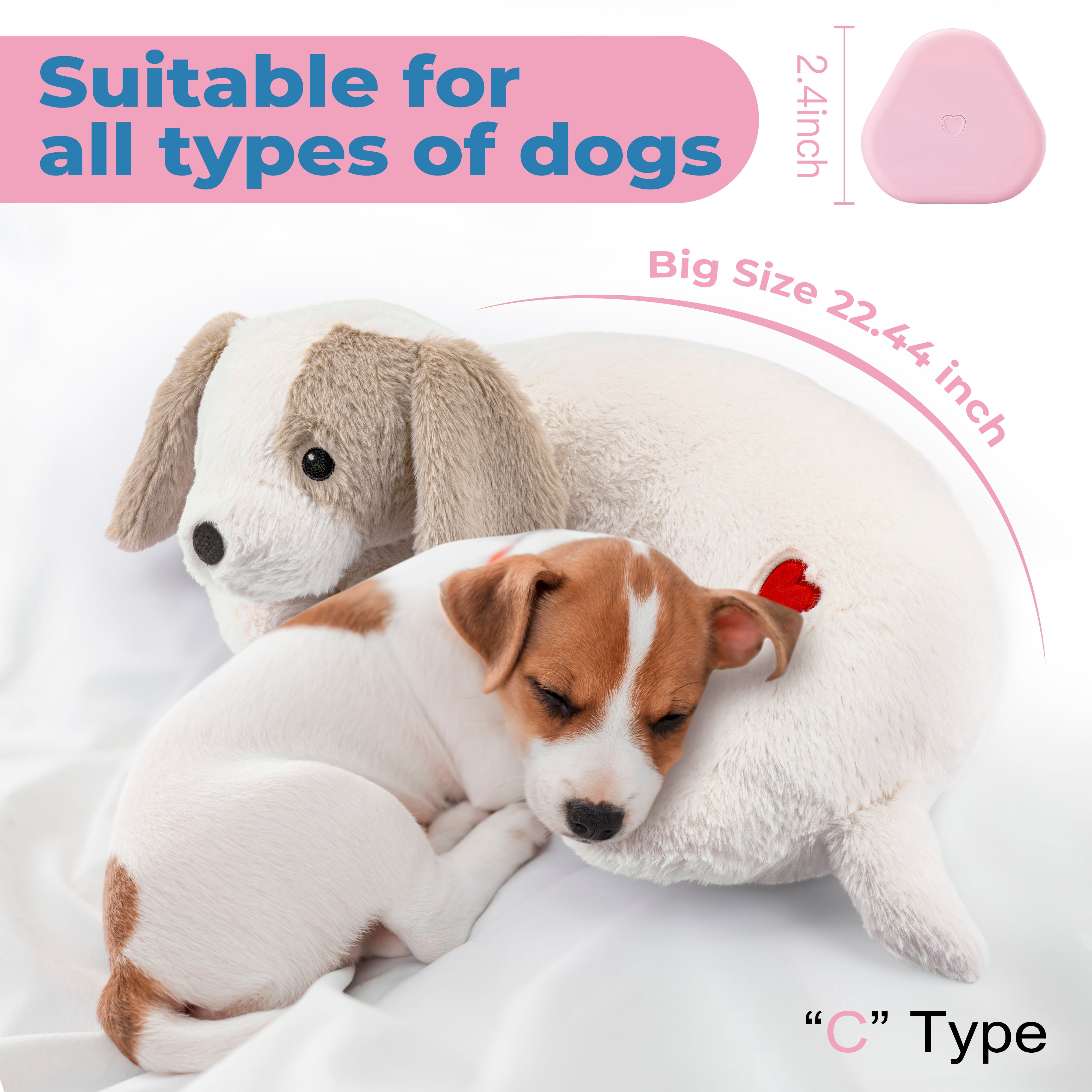 Heartbeat Puppy Toy for Dogs, Heartbeat Stuffed Animal for Anxiety Relief Calming Aid, Heartbeat Stuffed Toy for Behavioral Aid Crate Kennel Training, Puppy Essentials White