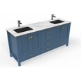 thumbnail image 3 of Castello USA 72" Yamyam Blue Vanity Set with White Marble Ceramic Top Black Sink, 3 of 7