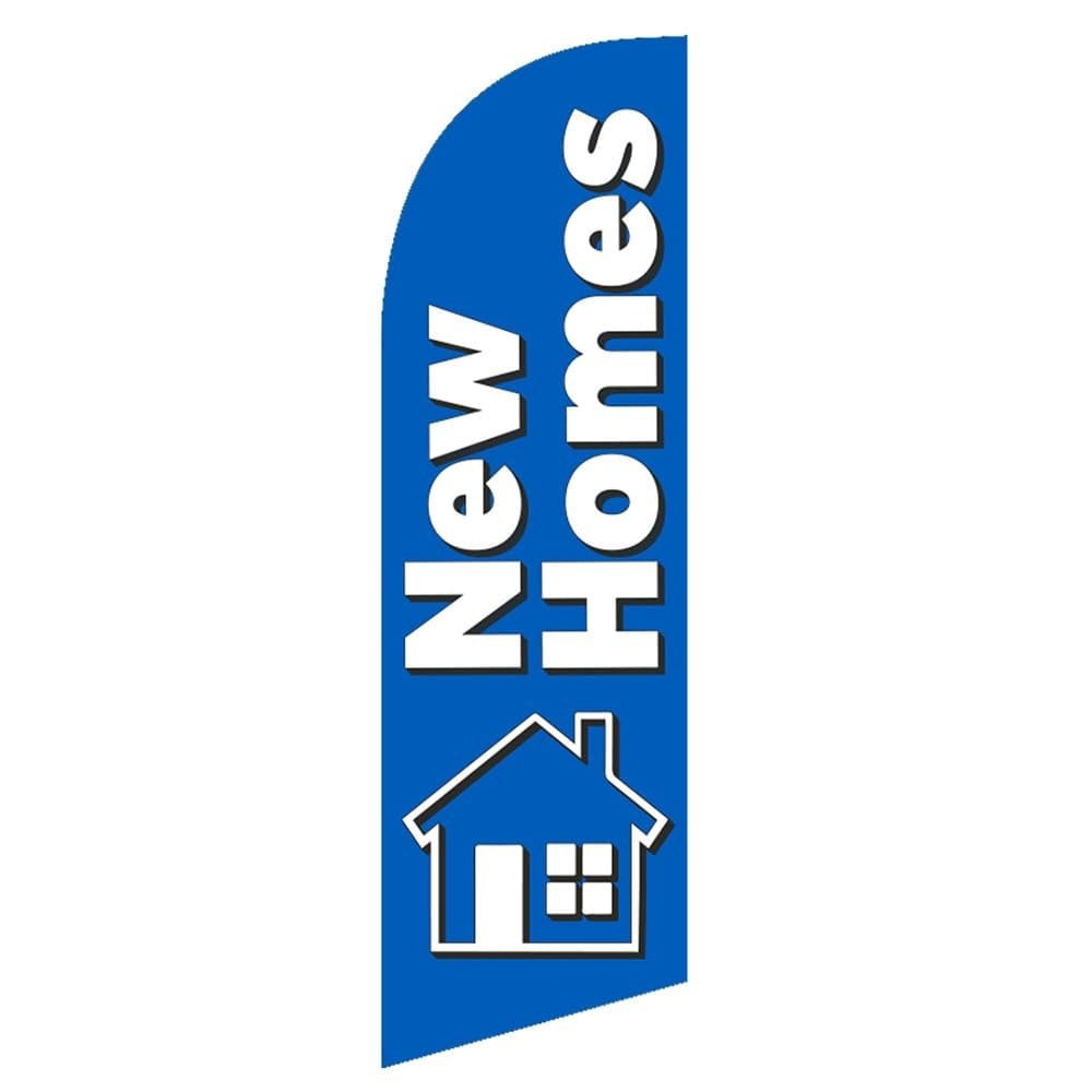New Homes 6ft Swooper Feather Flag for Real Estate outdoor Business Advertising windless Banner with Complete Pole Kit of 8ft and Ground Stake