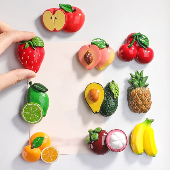 3D Resin Fruit Fridge Magnets, Cute Funny Refrigerator Stickers, Decorative Magnets for Whiteboard Locker Home Kitchen Decor