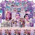thumbnail image 2 of KPop Demon Hunters Birthday Party Set: dukar, tallrikar, koppar, ballonger, Cake Topper fr barn, 2 of 4