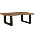 thumbnail image 2 of 45 Inch Acacia Wood Rectangular Coffee Table Live Edge Details Black Powder Coated Metal Sled Base Natural Brown -, 2 of 7