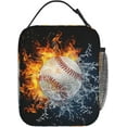 thumbnail image 3 of White Baseball Stitches Lunch Box,Cool Fire Water Sport Lunch Bag Sport Insulated for Men Women Portable Adults Lunch Bag Reusable Baseball Cooler lunchbox for Office Work Travel, 3 of 8